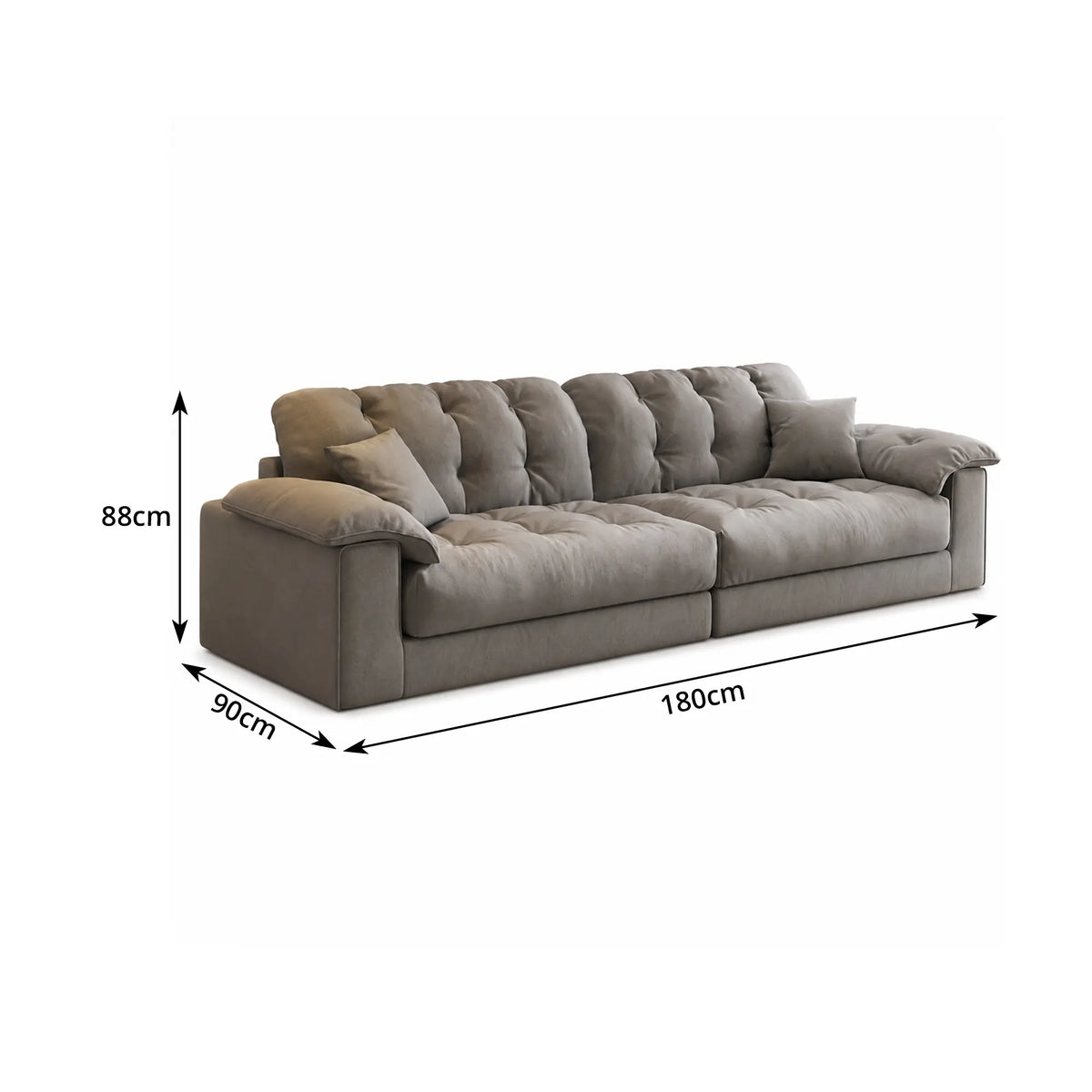 LIVARA Cloud Sofa Cat Scratch Resistant Fabric Latex Cushioning Solid Wood Frame 180/220cm for Living Room Apartment Lounge - Grey
