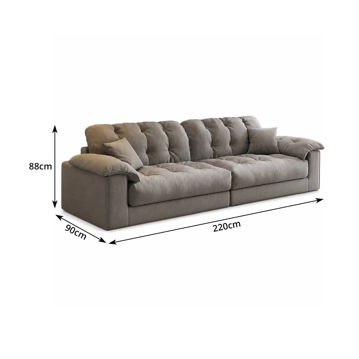 LIVARA Cloud Sofa Cat Scratch Resistant Fabric Latex Cushioning Solid Wood Frame 180/220cm for Living Room Apartment Lounge - Grey