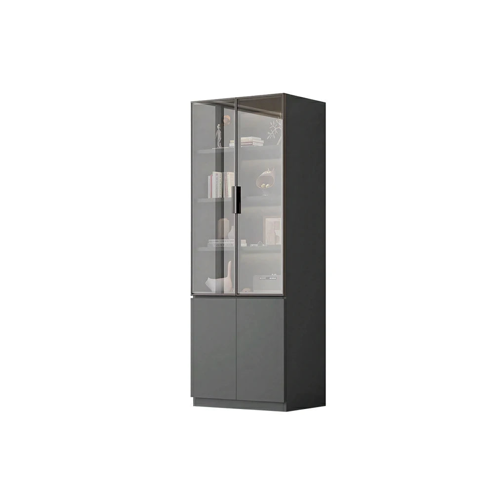 LIVARA Storage Cabinet - Honeycomb Aluminum Frame Glass Door Display Cabinet 60/80cm Living Room Storage - Grey