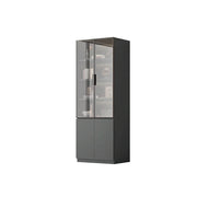LIVARA Storage Cabinet - Honeycomb Aluminum Frame Glass Door Display Cabinet 60/80cm Living Room Storage - Grey