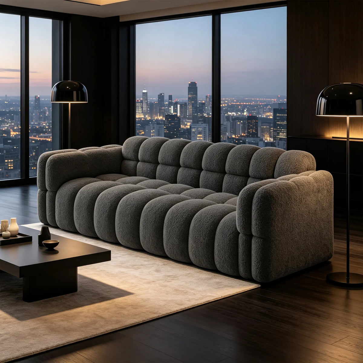 LIVARA Sherpa Sofa Soft Upholstery Deep Seat High Resilience Cushions Solid Wood Frame 150/200cm for Living Room Apartment - Light Grey