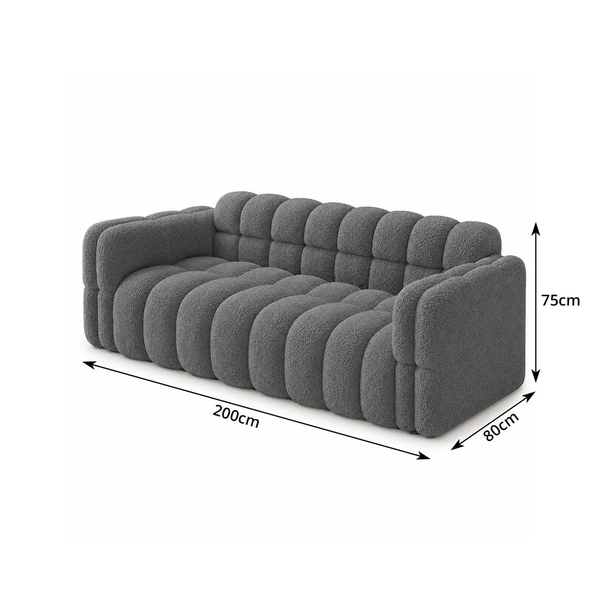 LIVARA Sherpa Sofa Soft Upholstery Deep Seat High Resilience Cushions Solid Wood Frame 150/200cm for Living Room Apartment - Light Grey