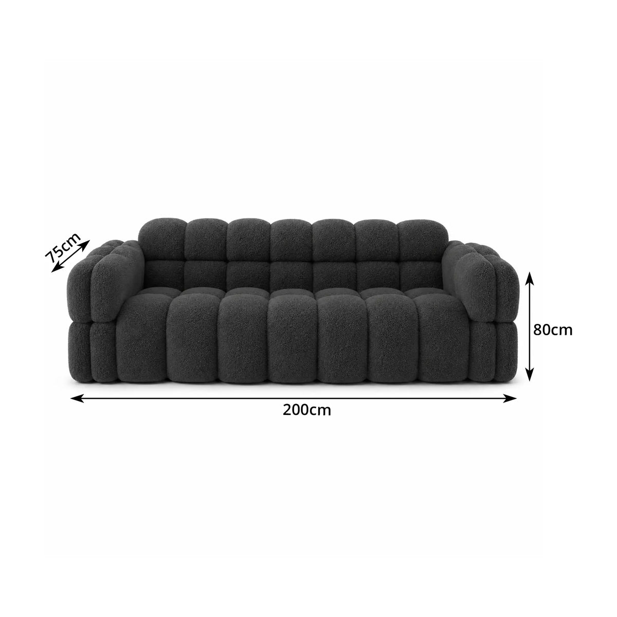 LIVARA Sherpa Sofa Soft Upholstery Deep Seat High Resilience Cushions Solid Wood Frame 150/200cm for Living Room Apartment - Grey