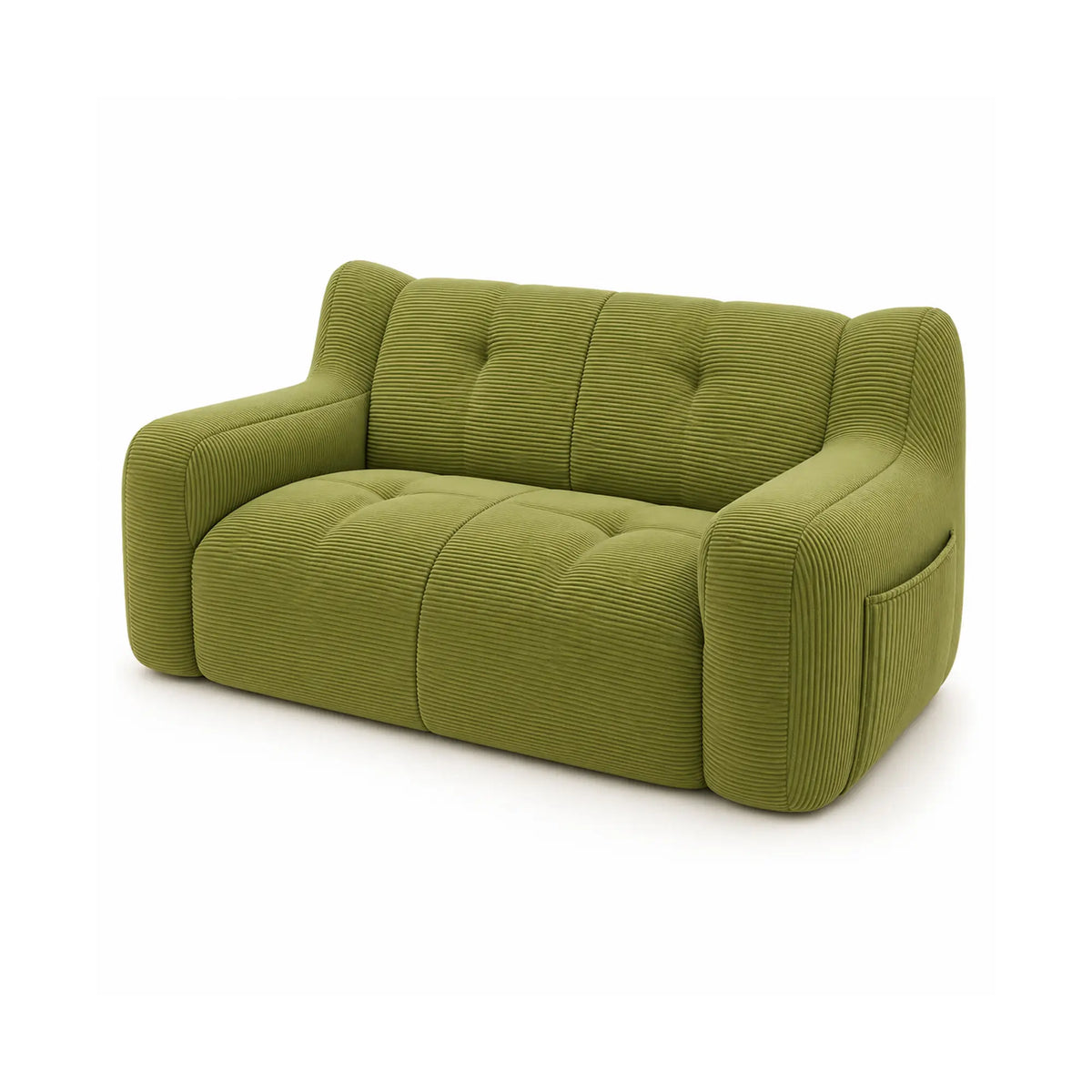 LIVARA 2 Seater Sofa Vintage Corduroy Upholstery Adaptive Particle Filling for Small Living Room Bedroom Apartment - Green
