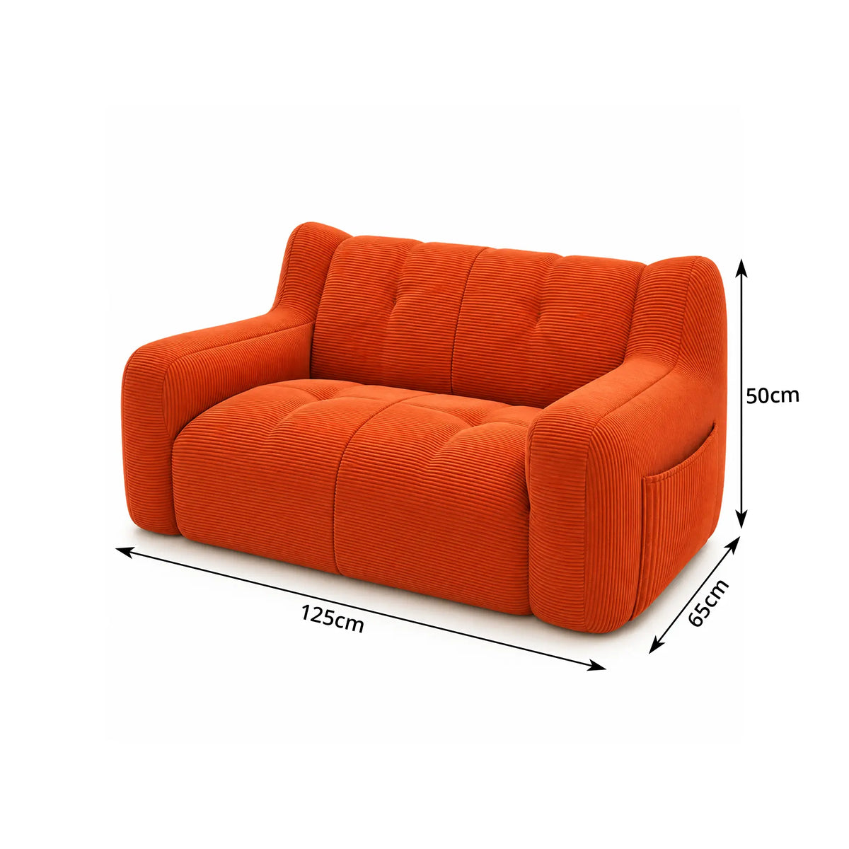 LIVARA 2 Seater Sofa Vintage Corduroy Upholstery Adaptive Particle Filling for Small Living Room Bedroom Apartment - Brown
