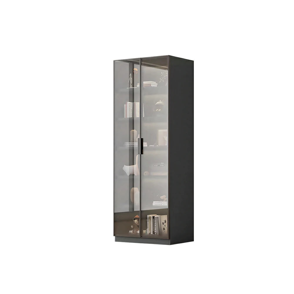 LIVARA Storage Cabinet - Honeycomb Aluminum Frame Full Glass Door Display Cabinet 60/80cm Living Room Storage - White & Matte Grey