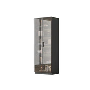 LIVARA Storage Cabinet - Honeycomb Aluminum Frame Full Glass Door Display Cabinet 60/80cm Living Room Storage - White & Matte Grey