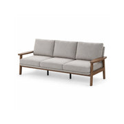 LIVARA 3 Seater Sofa Cotton Linen Upholstery Solid Wood Frame Removable Cushions for Living Room Apartment - Grey & Walnut