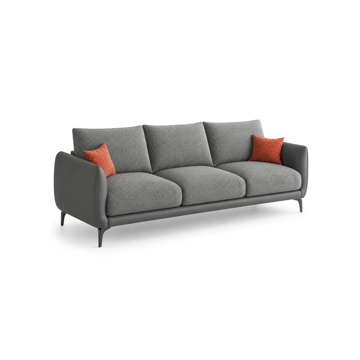LIVARA Modern Sofa Mixed Cotton Linen Upholstery Waterproof Cat Scratch Resistant Leather High Resilience Cushions for Living Room - Grey