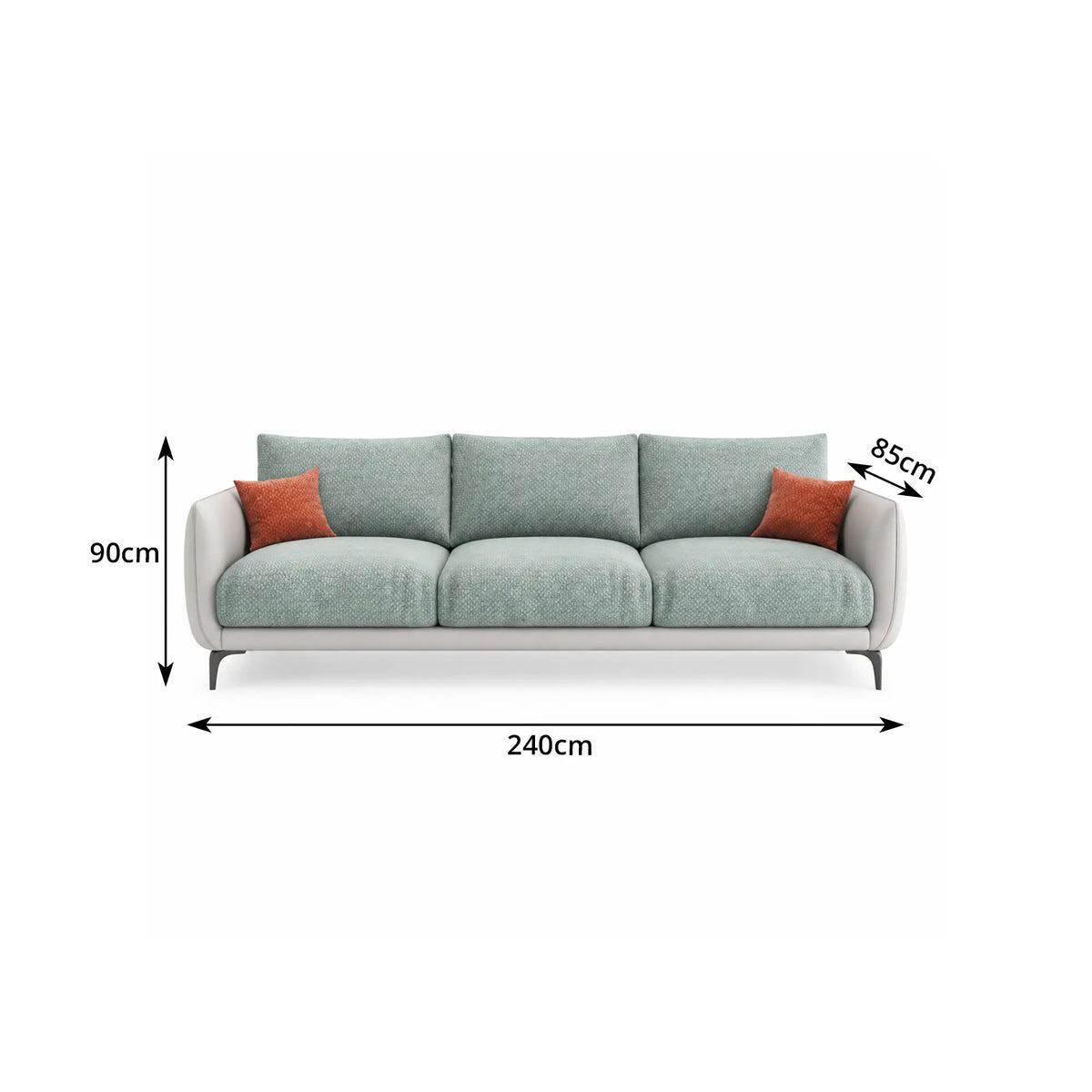 LIVARA Modern Sofa Mixed Cotton Linen Upholstery Waterproof Cat Scratch Resistant Leather High Resilience Cushions for Living Room - Blue & White