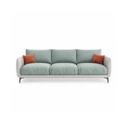 LIVARA Modern Sofa Mixed Cotton Linen Upholstery Waterproof Cat Scratch Resistant Leather High Resilience Cushions for Living Room - Blue & White