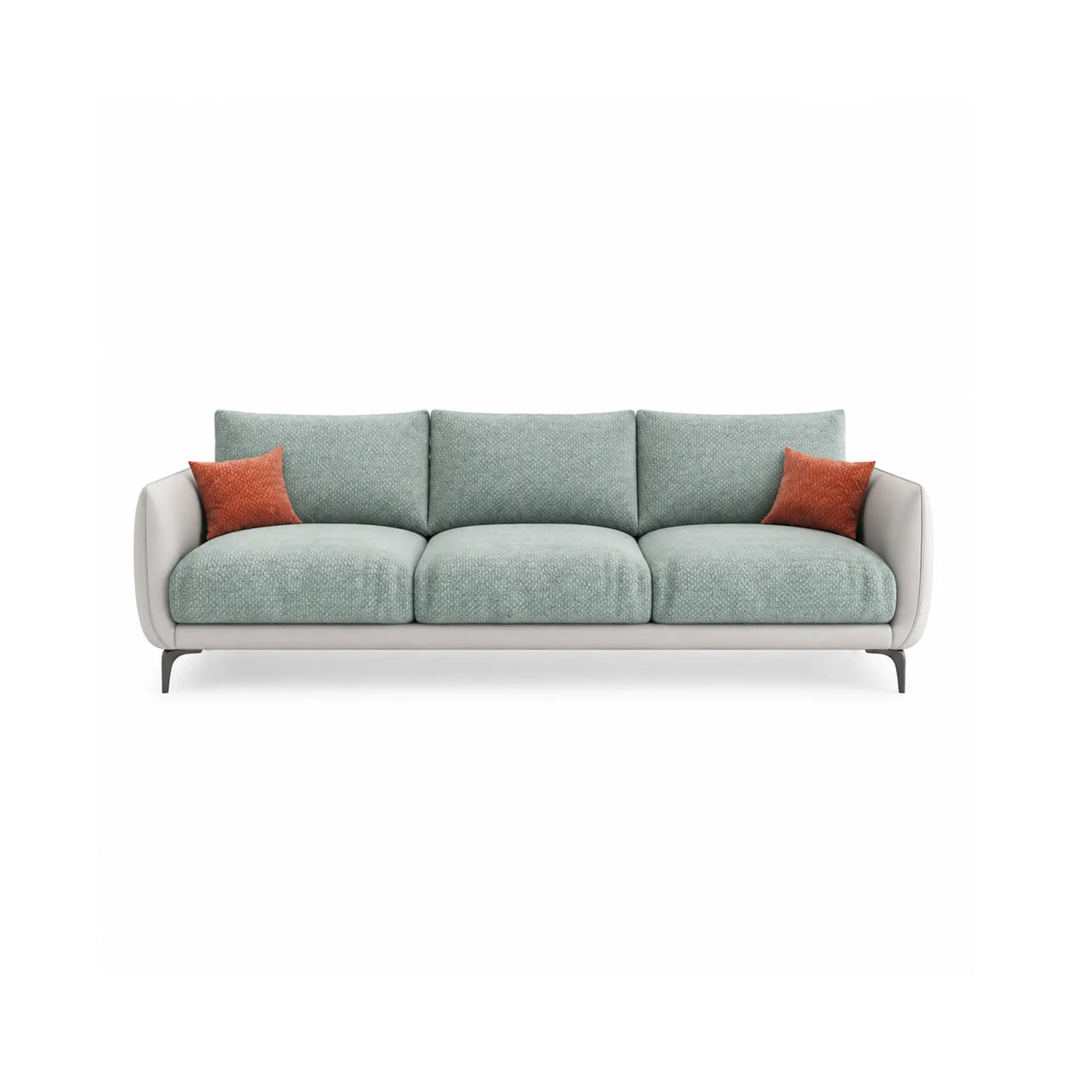 LIVARA Modern Sofa Mixed Cotton Linen Upholstery Waterproof Cat Scratch Resistant Leather High Resilience Cushions for Living Room - Blue & White