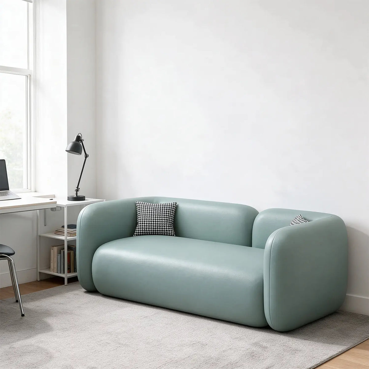 LIVARA Contemporary Sofa Wide Seat Solid Wood Frame Scratch Resistant Upholstery for Small Living Room Bedroom Lounge - Green
