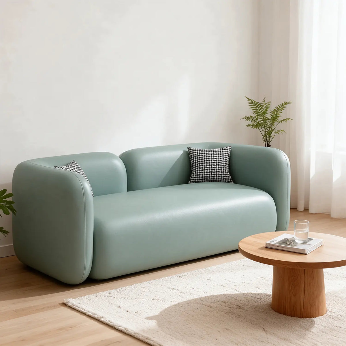 LIVARA Contemporary Sofa Wide Seat Solid Wood Frame Scratch Resistant Upholstery for Small Living Room Bedroom Lounge - Green
