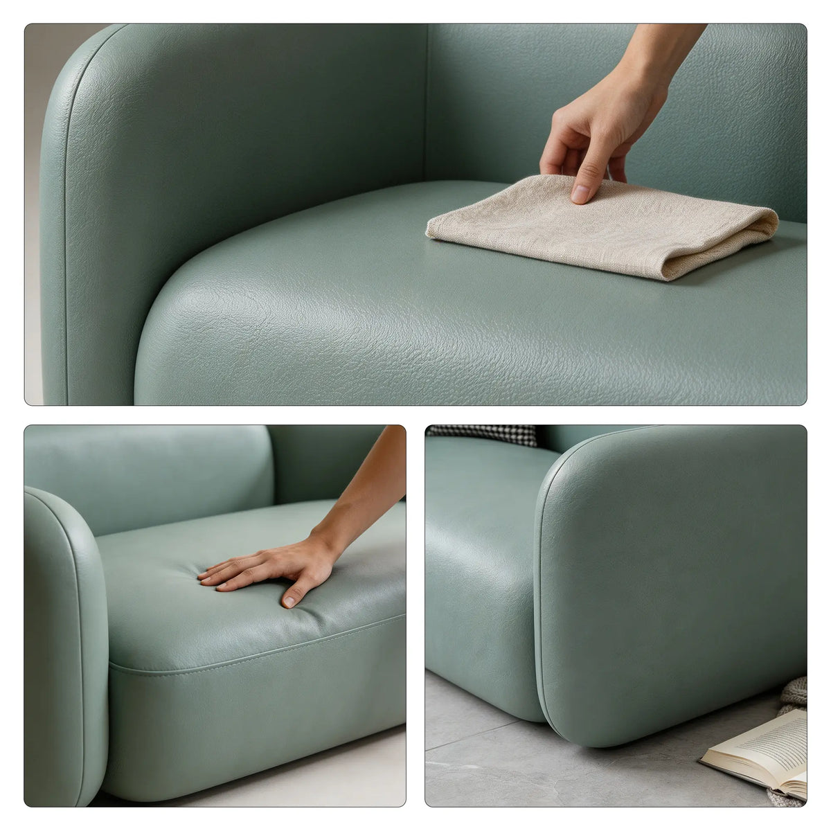 LIVARA Contemporary Sofa Wide Seat Solid Wood Frame Scratch Resistant Upholstery for Small Living Room Bedroom Lounge - Green