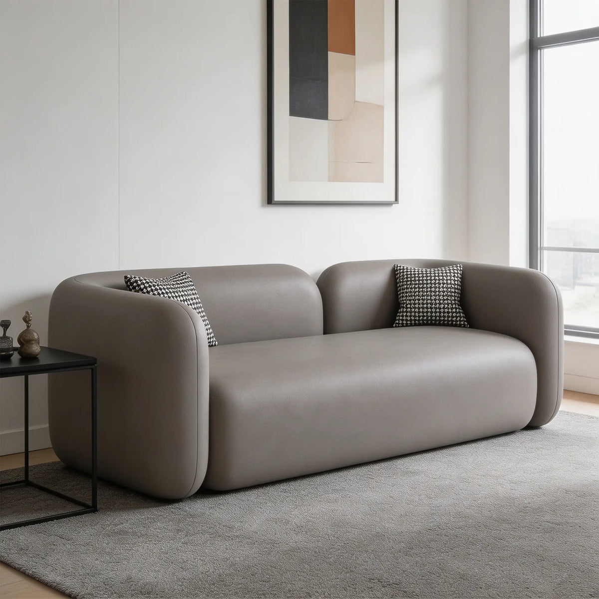 LIVARA Contemporary Sofa Wide Seat Solid Wood Frame Scratch Resistant Upholstery for Small Living Room Bedroom Lounge - Grey