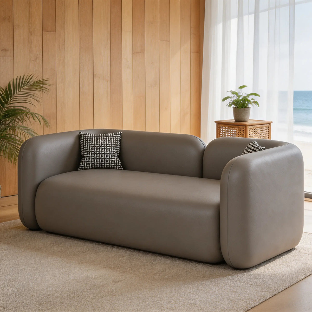 LIVARA Contemporary Sofa Wide Seat Solid Wood Frame Scratch Resistant Upholstery for Small Living Room Bedroom Lounge - Grey
