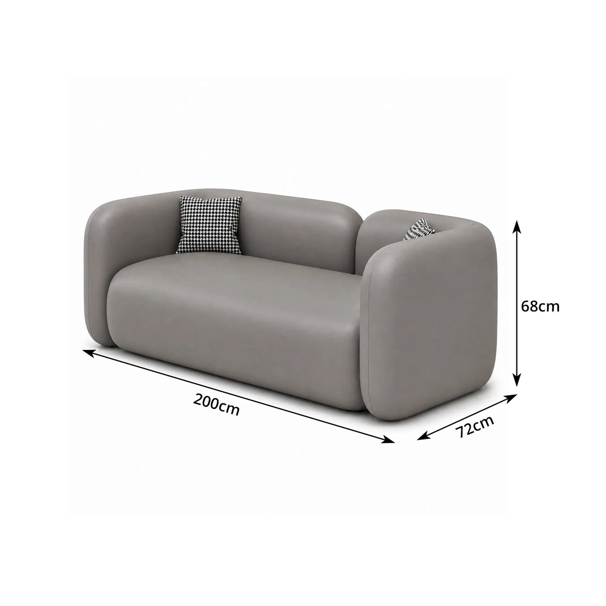 LIVARA Contemporary Sofa Wide Seat Solid Wood Frame Scratch Resistant Upholstery for Small Living Room Bedroom Lounge - Grey