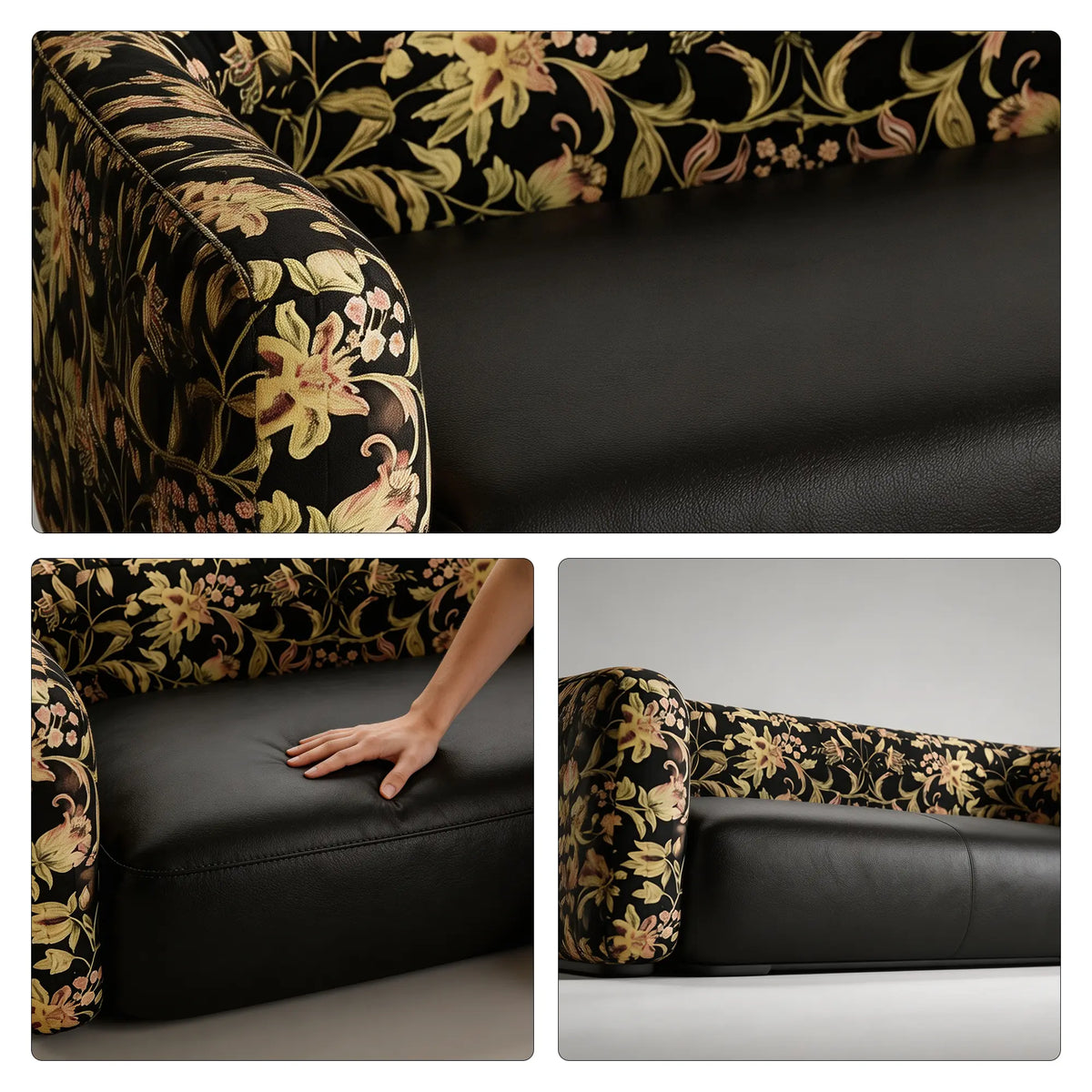 LIVARA Contemporary Sofa Wide Seat Solid Wood Frame Scratch Resistant Upholstery for Small Living Room Bedroom Lounge - Black