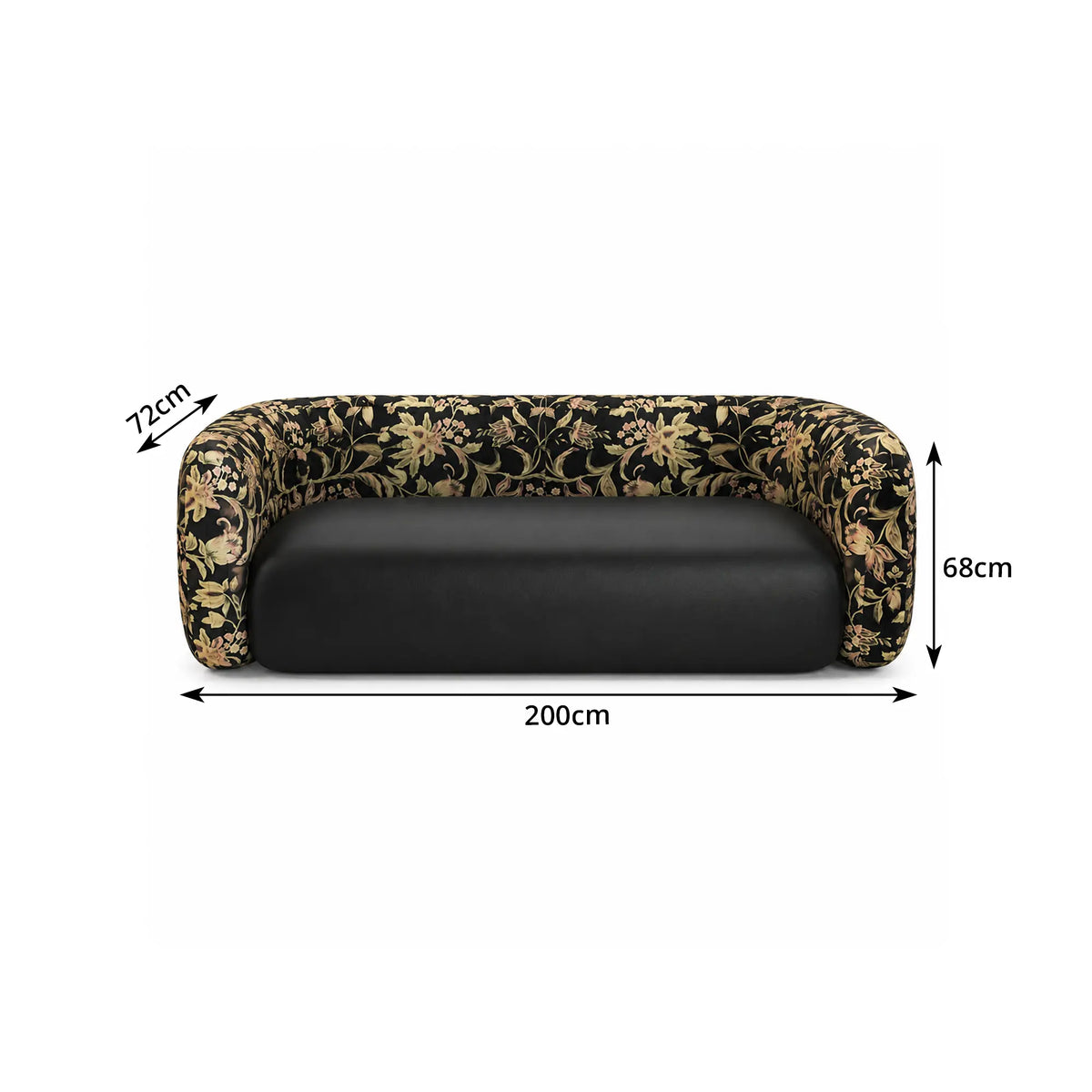 LIVARA Contemporary Sofa Wide Seat Solid Wood Frame Scratch Resistant Upholstery for Small Living Room Bedroom Lounge - Black
