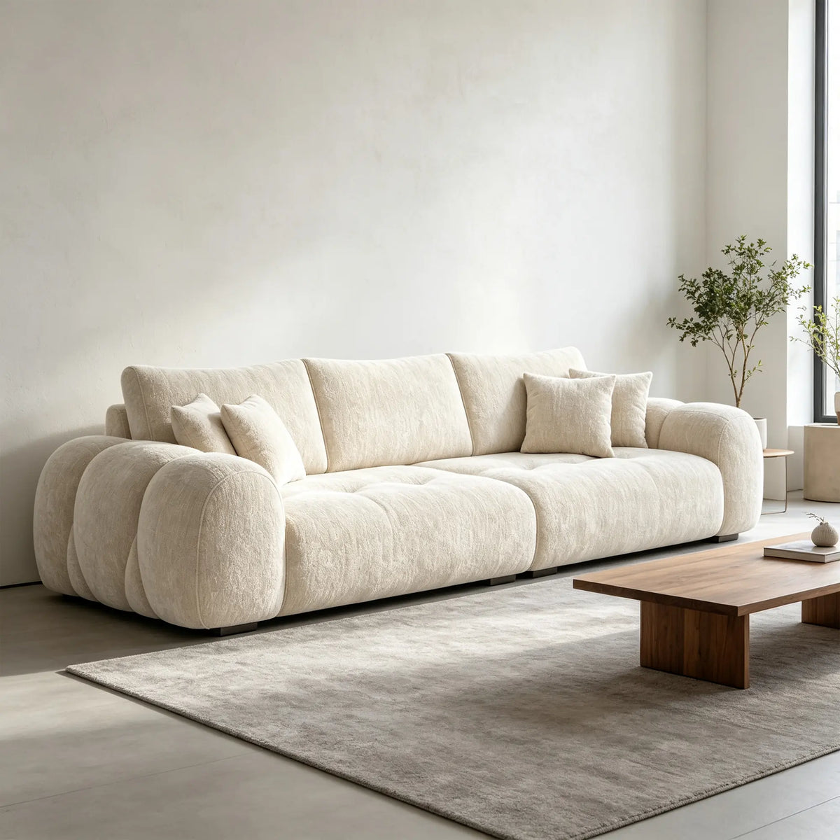LIVARA Modern Sofa Belgian Chenille Upholstery Cloud-Like Cushions Multi-Layer Seat for Living Room Apartment Lounge - Khaki