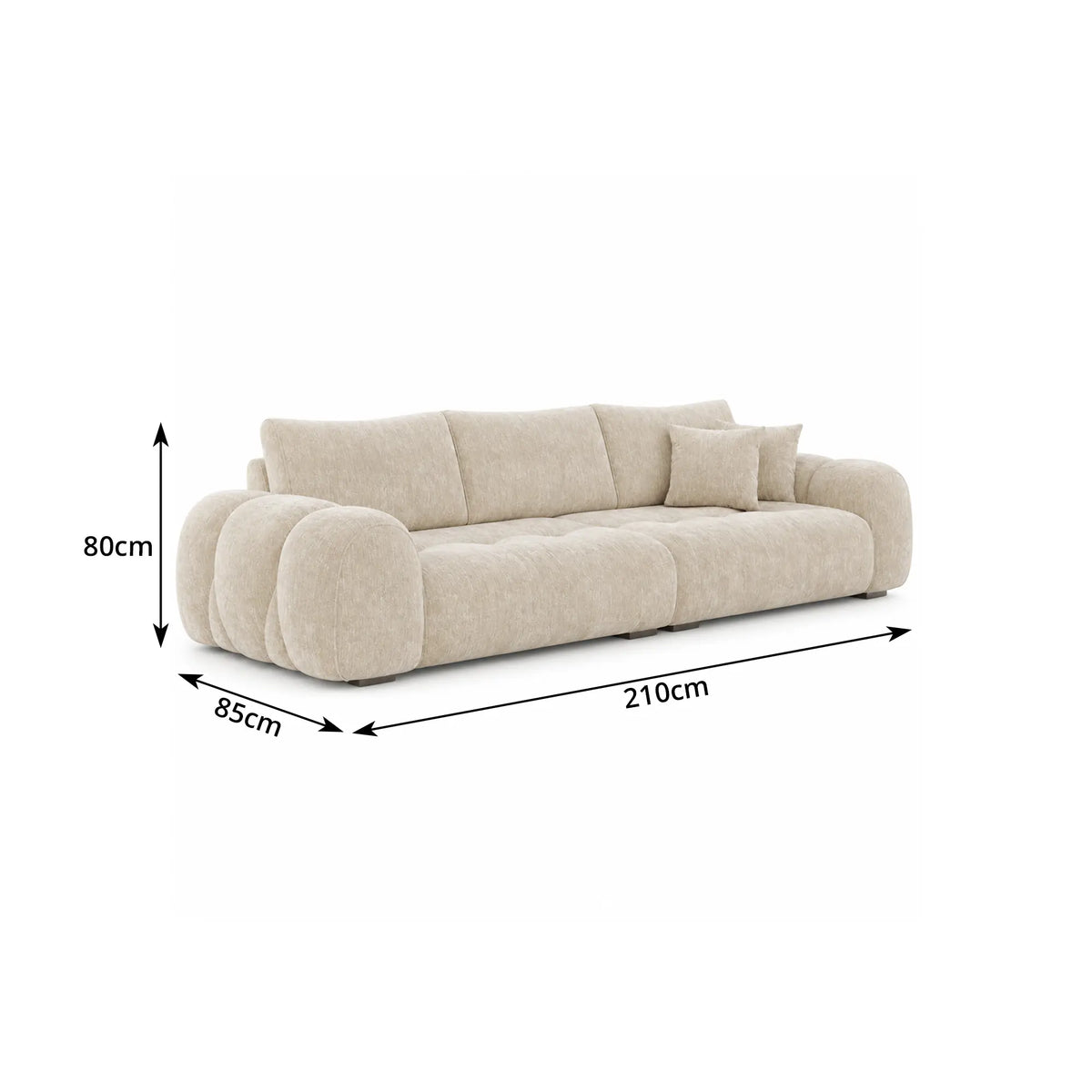 LIVARA Modern Sofa Belgian Chenille Upholstery Cloud-Like Cushions Multi-Layer Seat for Living Room Apartment Lounge - Khaki