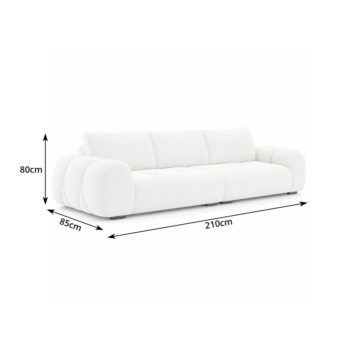 LIVARA Modern Sofa Belgian Chenille Upholstery Cloud-Like Cushions Multi-Layer Seat for Living Room Apartment Lounge - White