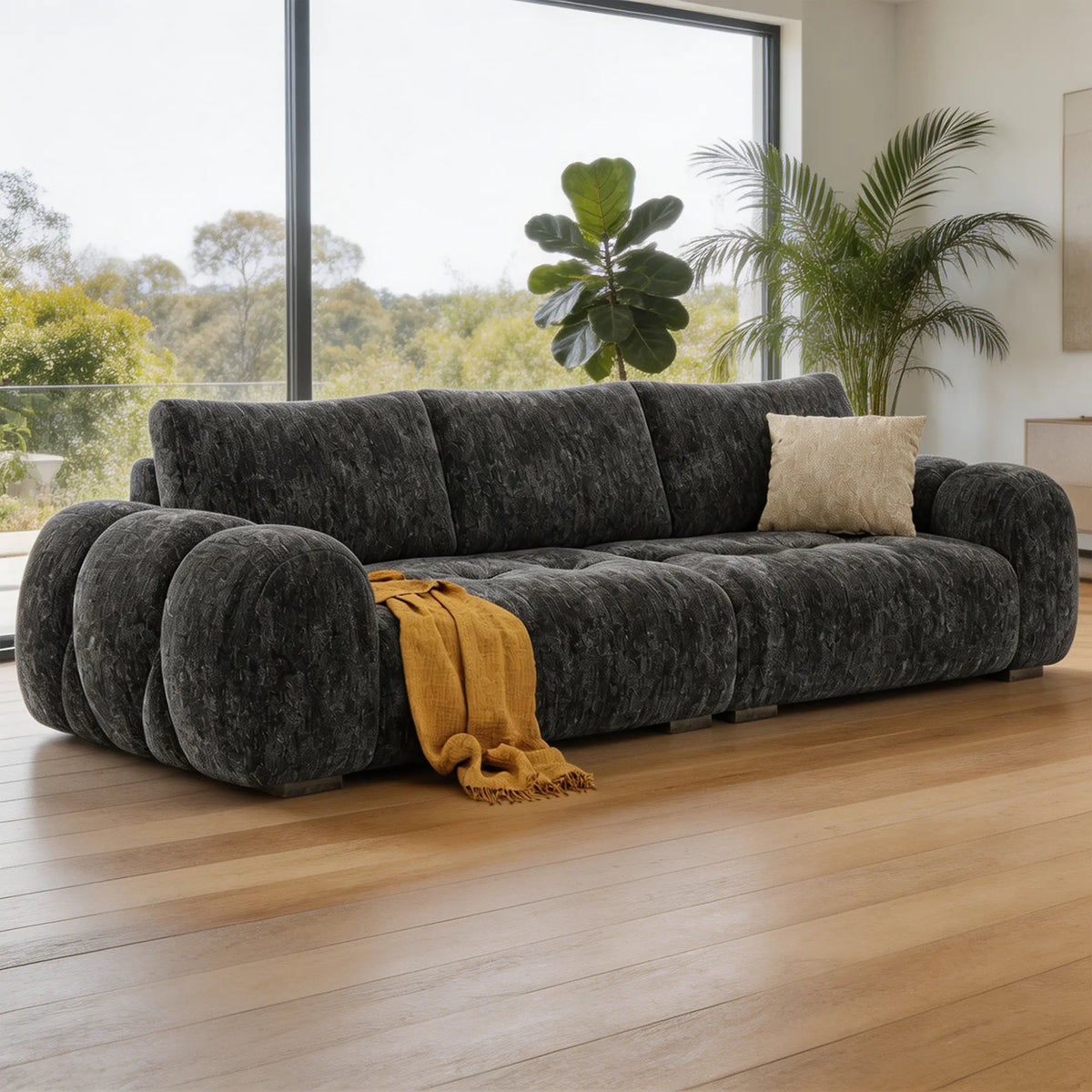 LIVARA Modern Sofa Belgian Chenille Upholstery Cloud-Like Cushions Multi-Layer Seat for Living Room Apartment Lounge - Grey