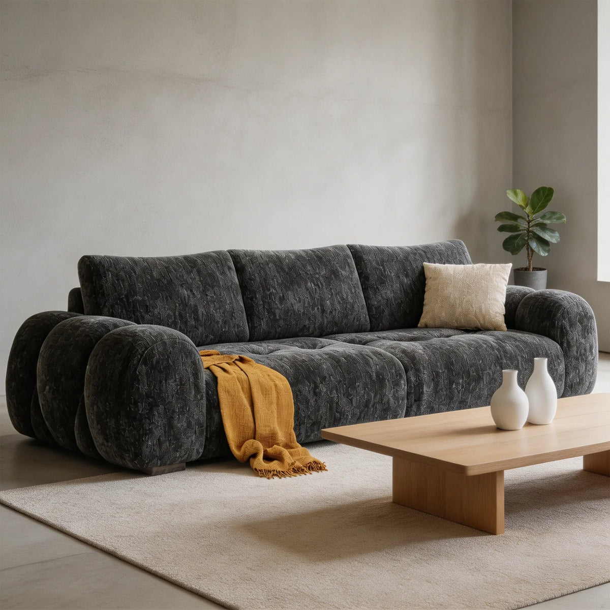 LIVARA Modern Sofa Belgian Chenille Upholstery Cloud-Like Cushions Multi-Layer Seat for Living Room Apartment Lounge - Grey