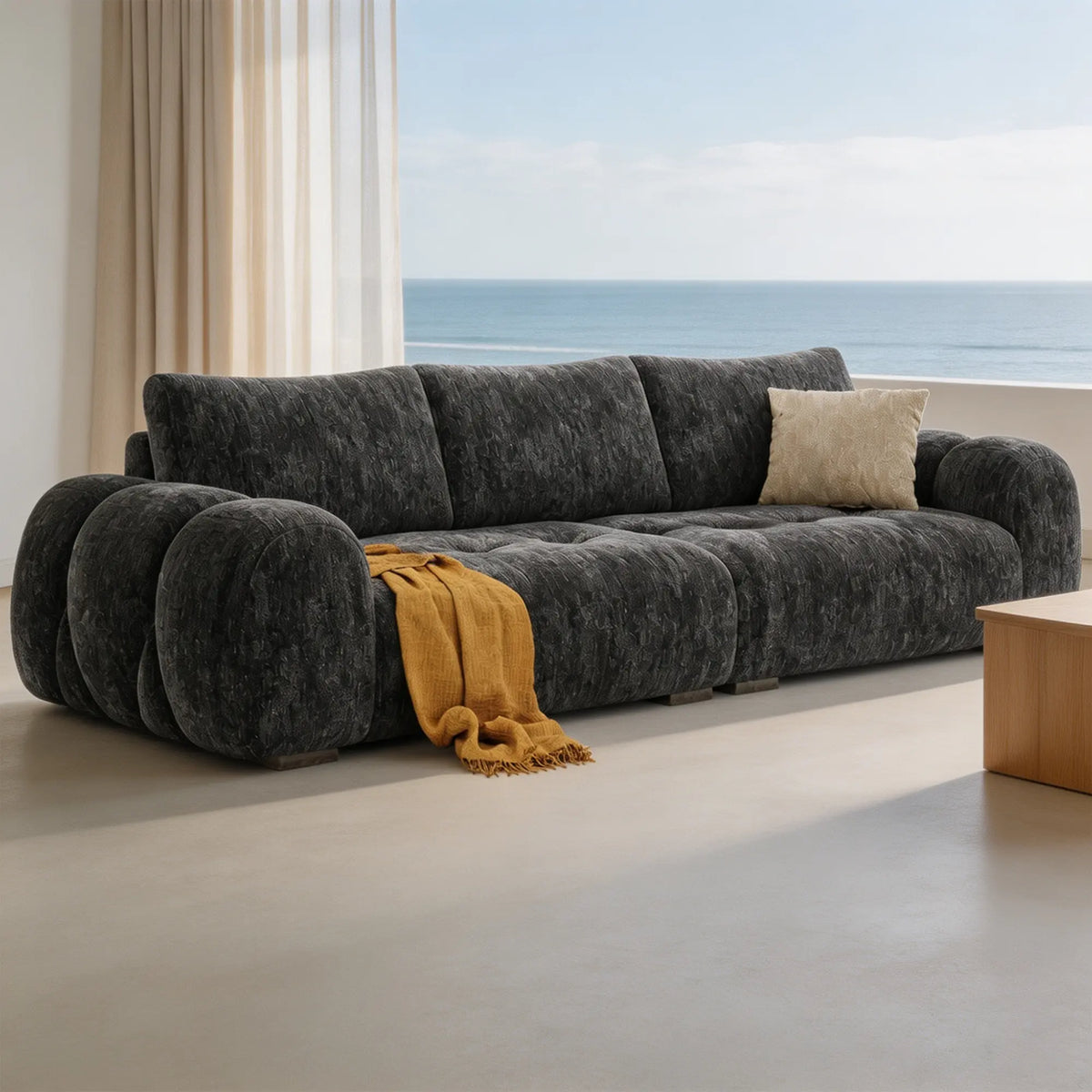 LIVARA Modern Sofa Belgian Chenille Upholstery Cloud-Like Cushions Multi-Layer Seat for Living Room Apartment Lounge - Grey