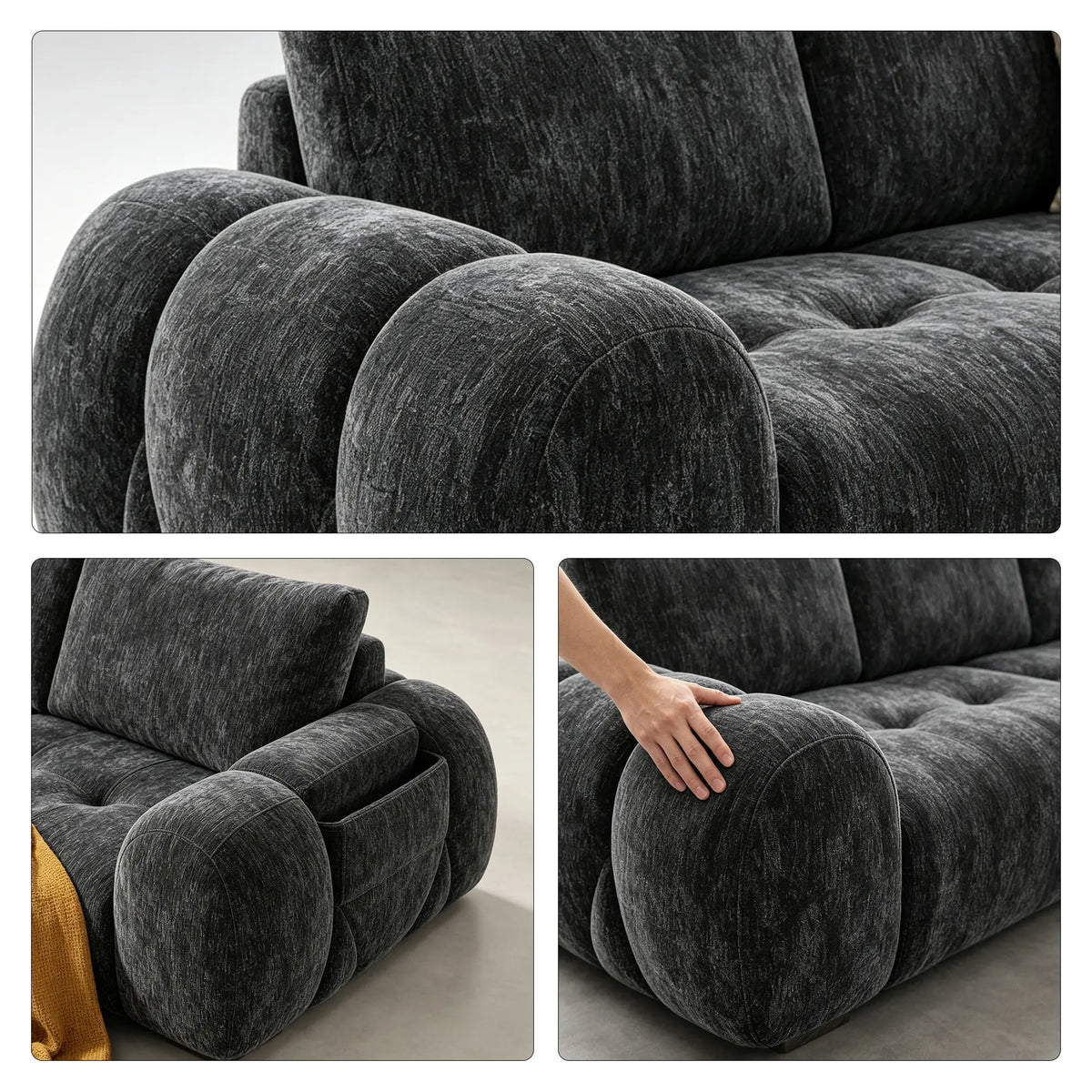 LIVARA Modern Sofa Belgian Chenille Upholstery Cloud-Like Cushions Multi-Layer Seat for Living Room Apartment Lounge - Grey