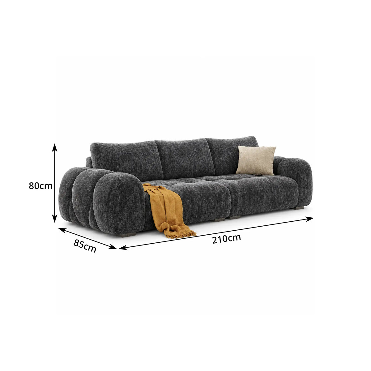 LIVARA Modern Sofa Belgian Chenille Upholstery Cloud-Like Cushions Multi-Layer Seat for Living Room Apartment Lounge - Grey