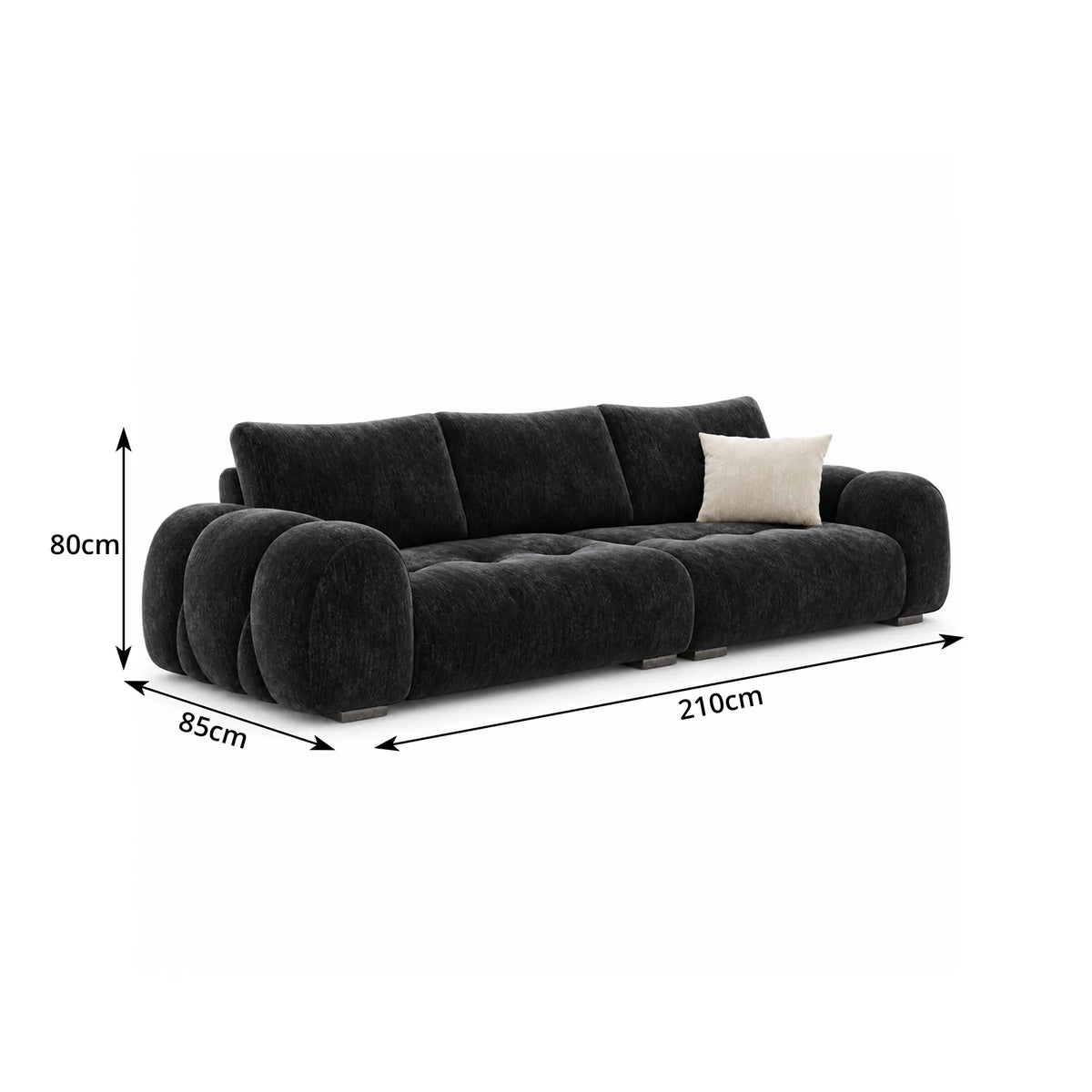LIVARA Modern Sofa Belgian Chenille Upholstery Cloud-Like Cushions Multi-Layer Seat for Living Room Apartment Lounge - Black