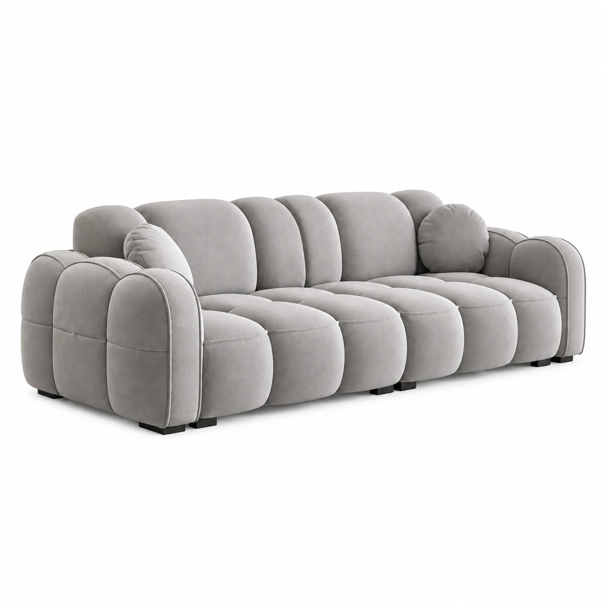 LIVARA Modern Sofa Soft Velvet Upholstery High Resilience Cushions Reinforced Wood Frame for Living Room Apartment Lounge - Light Grey