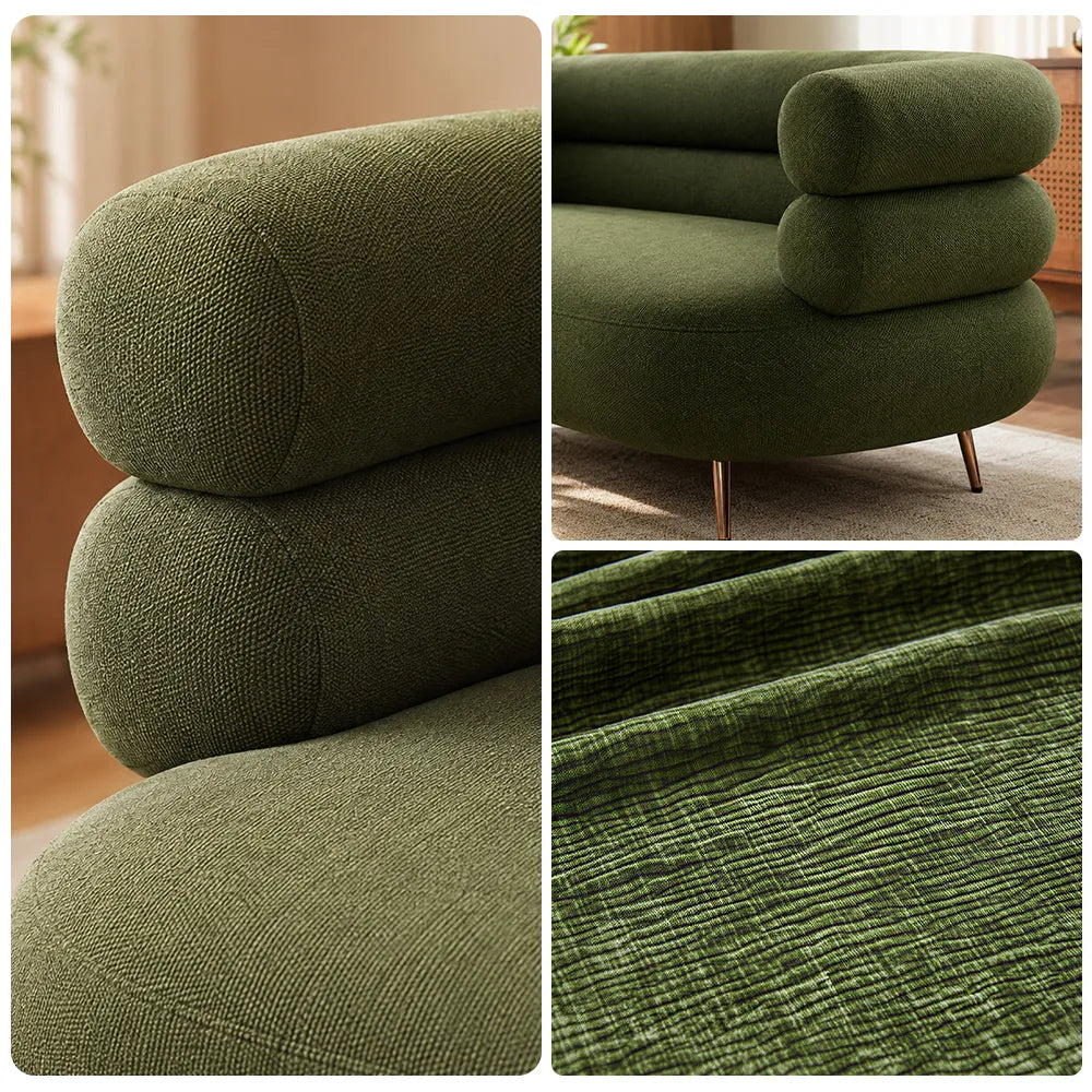 LIVARA Retro Chenille Sofa Soft Upholstery High Resilience Cushion Wooden Frame 145/175cm for Living Room Bedroom Lounge - Green