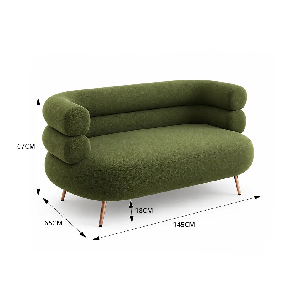 LIVARA Retro Chenille Sofa Soft Upholstery High Resilience Cushion Wooden Frame 145/175cm for Living Room Bedroom Lounge - Green