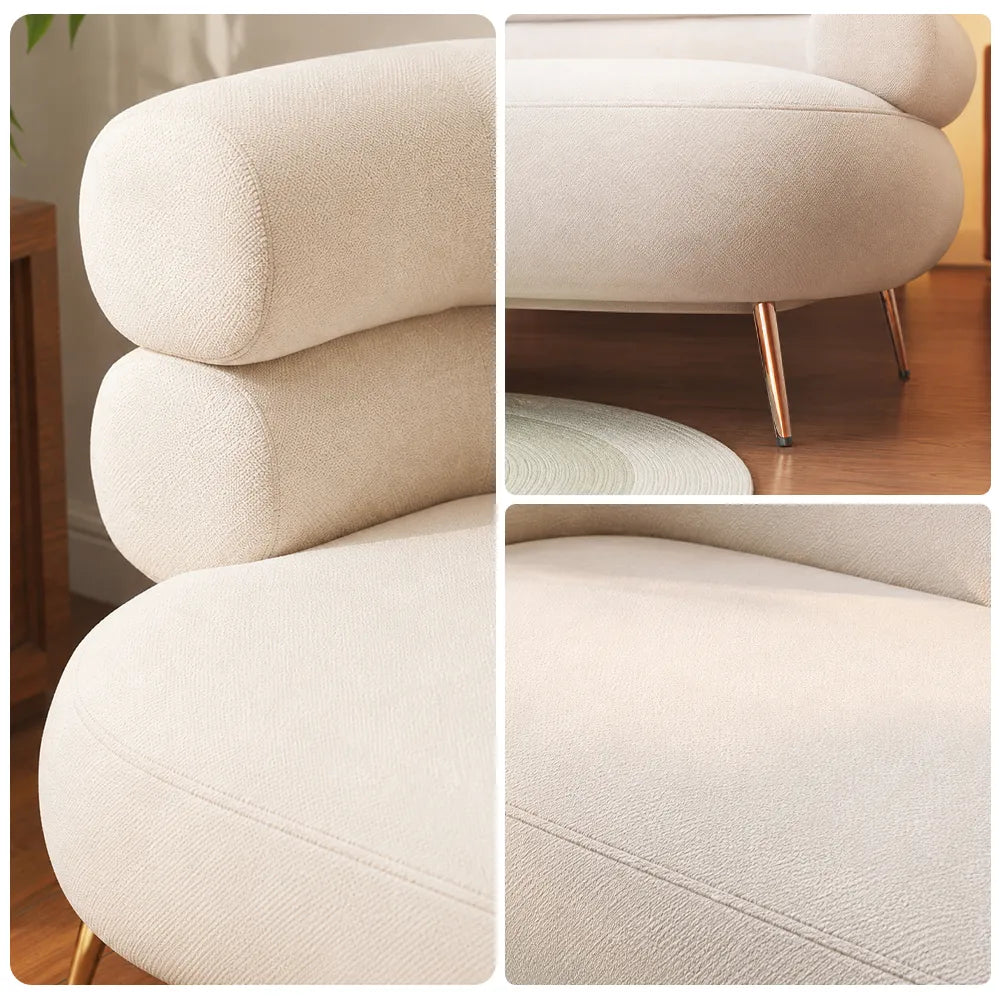 LIVARA Retro Chenille Sofa Soft Upholstery High Resilience Cushion Wooden Frame 145/175cm for Living Room Bedroom Lounge - White