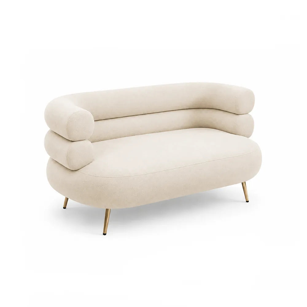 LIVARA Retro Chenille Sofa Soft Upholstery High Resilience Cushion Wooden Frame 145/175cm for Living Room Bedroom Lounge - White