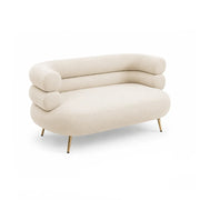 LIVARA Retro Chenille Sofa Soft Upholstery High Resilience Cushion Wooden Frame 145/175cm for Living Room Bedroom Lounge - White
