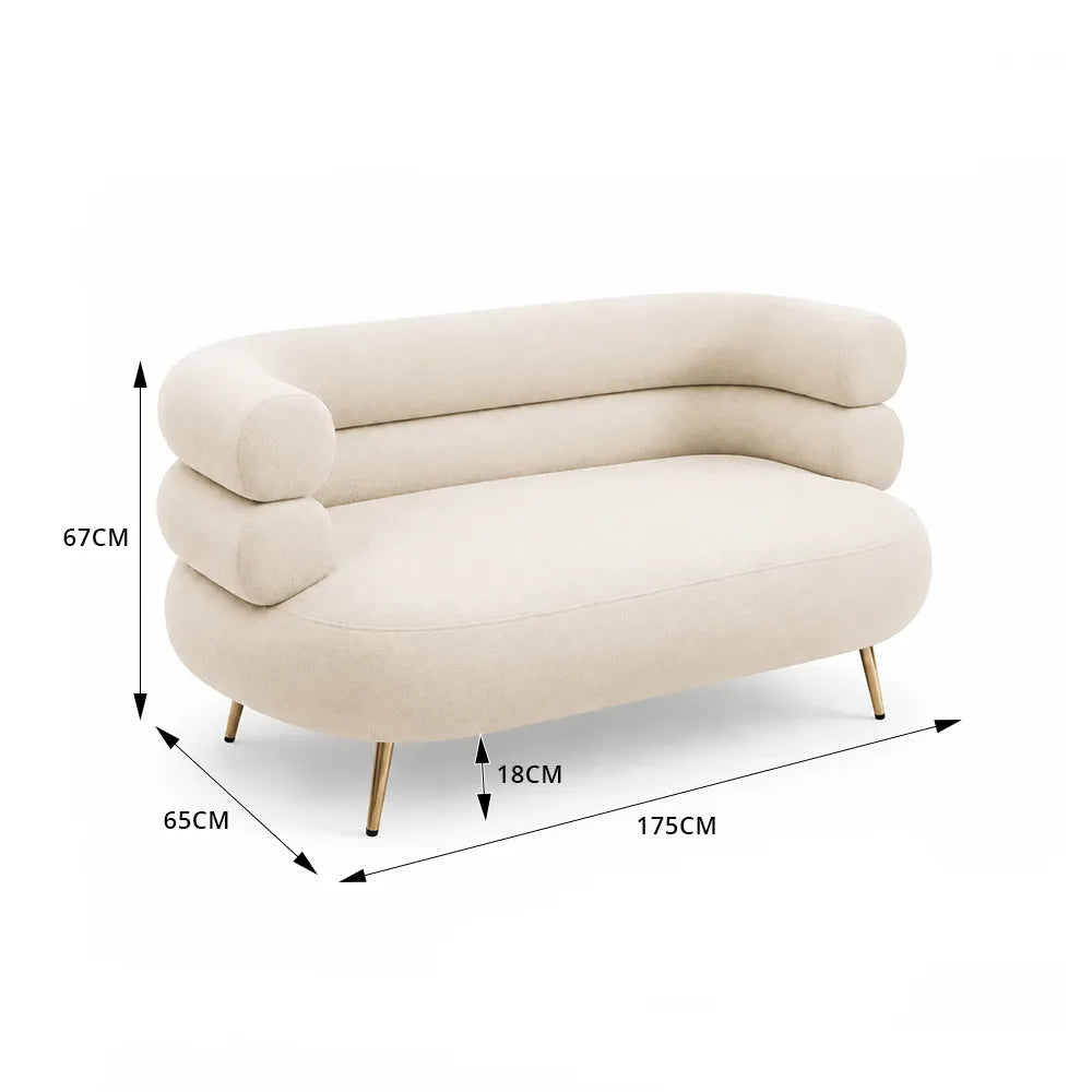 LIVARA Retro Chenille Sofa Soft Upholstery High Resilience Cushion Wooden Frame 145/175cm for Living Room Bedroom Lounge - White