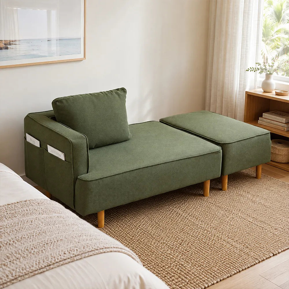 LIVARA Convertible Sofa Bed Modular Design High Resilience Foam Solid Wood Frame 150/170cm for Living Room Bedroom Apartment - Green