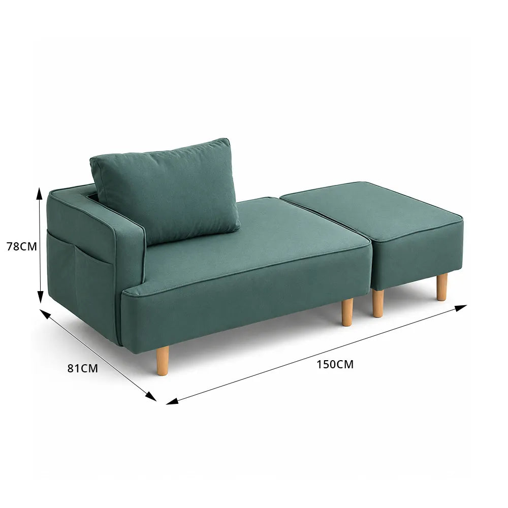 LIVARA Convertible Sofa Bed Modular Design High Resilience Foam Solid Wood Frame 150/170cm for Living Room Bedroom Apartment - Blue