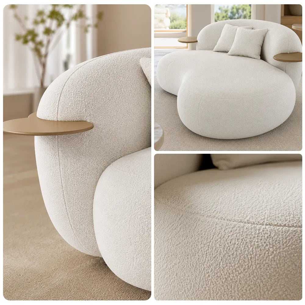 LIVARA Chenille Chaise Sofa High Resilience Foam Solid Pine Frame 170/200cm for Living Room Bedroom Reading Lounge - White