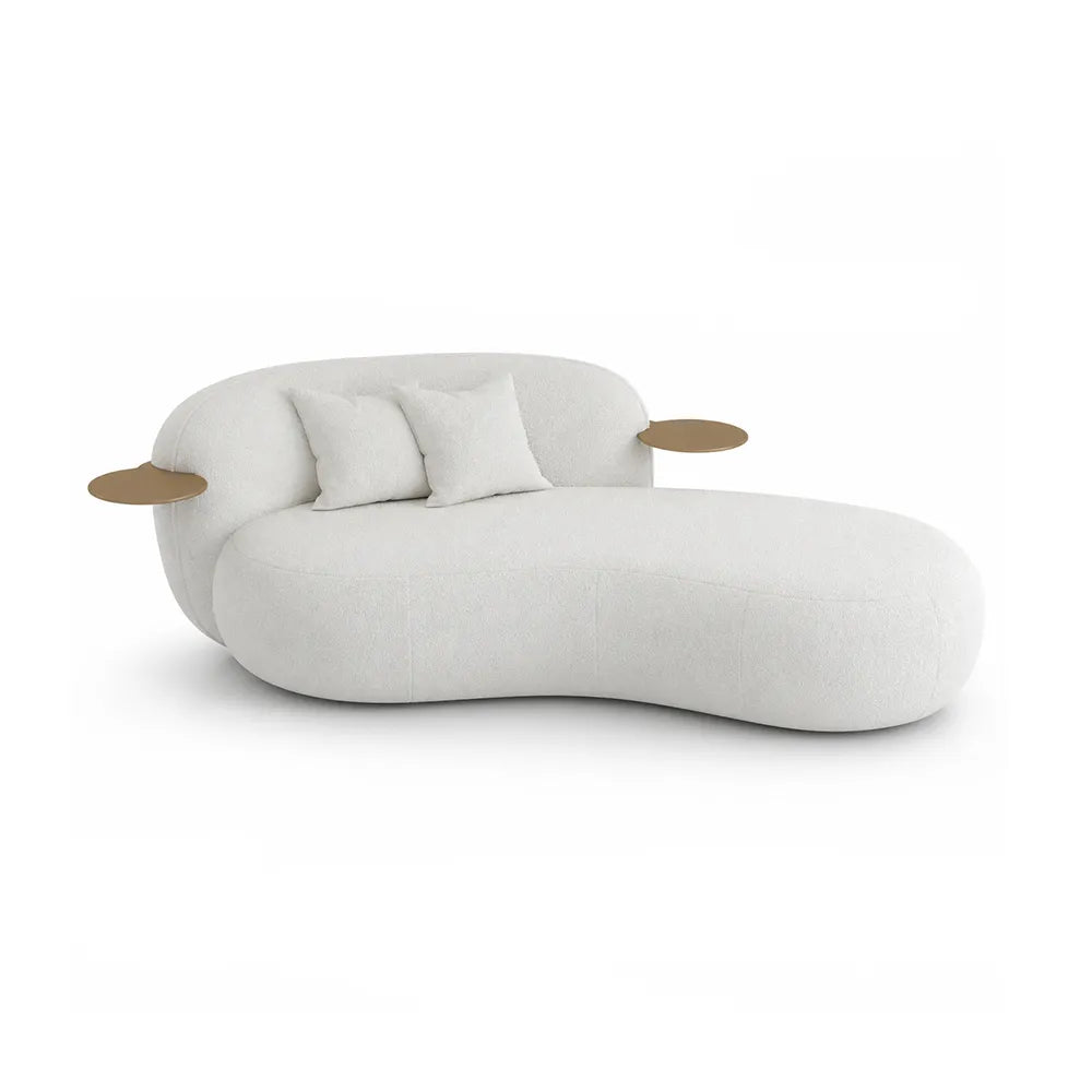 LIVARA Chenille Chaise Sofa High Resilience Foam Solid Pine Frame 170/200cm for Living Room Bedroom Reading Lounge - White