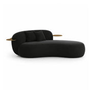 LIVARA Chenille Chaise Sofa High Resilience Foam Solid Pine Frame 170/200cm for Living Room Bedroom Reading Lounge - Black