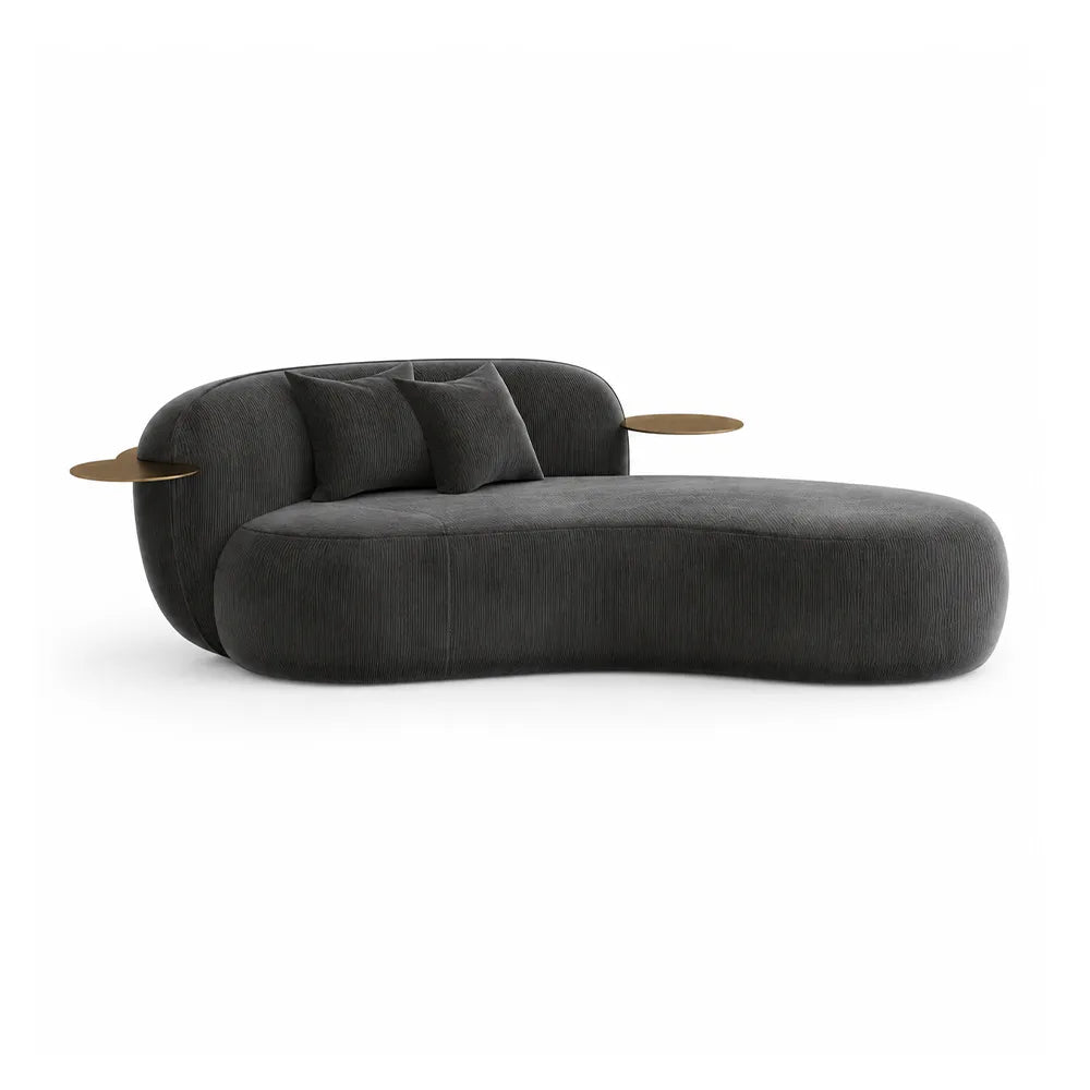 LIVARA Chenille Chaise Sofa High Resilience Foam Solid Pine Frame 170/200cm for Living Room Bedroom Reading Lounge - Grey