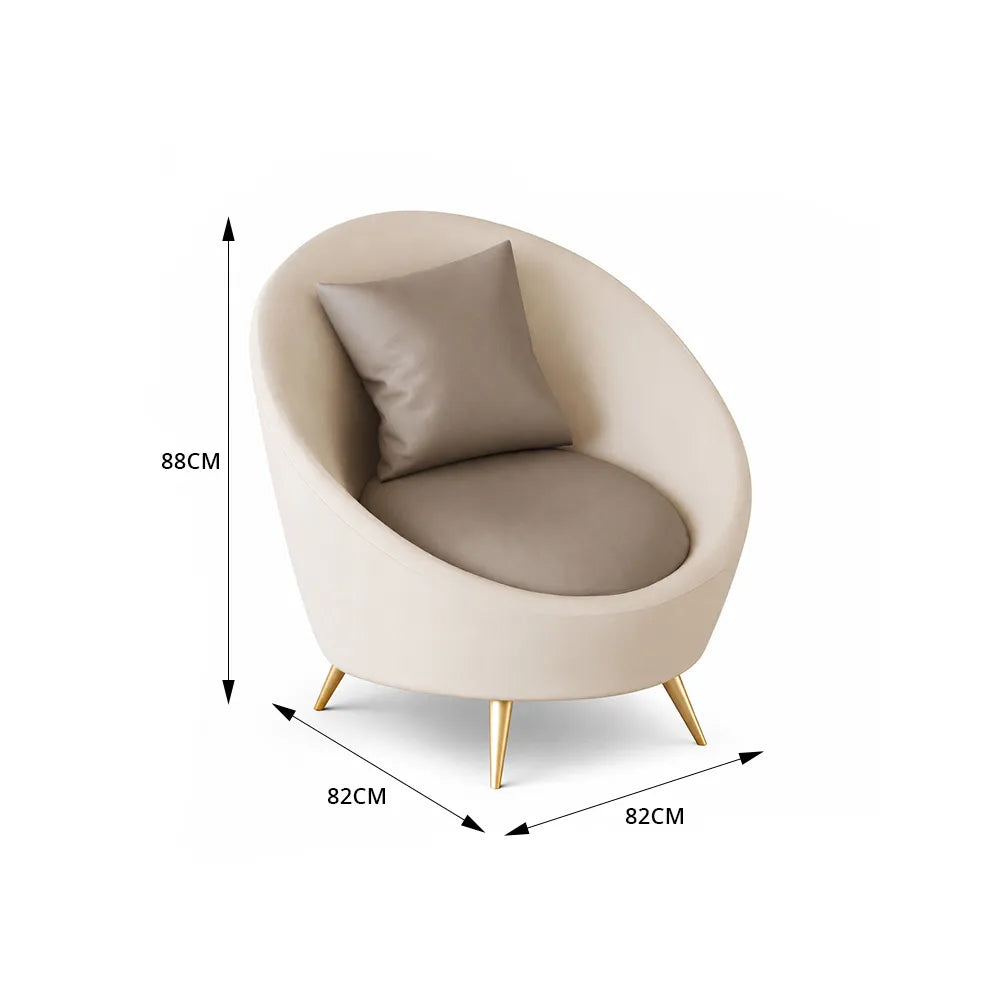 LIVARA Modern Curved Sofa Premium PU Leather High Density Foam Solid Wood Frame for Living Room Apartment Lounge - White & Brown