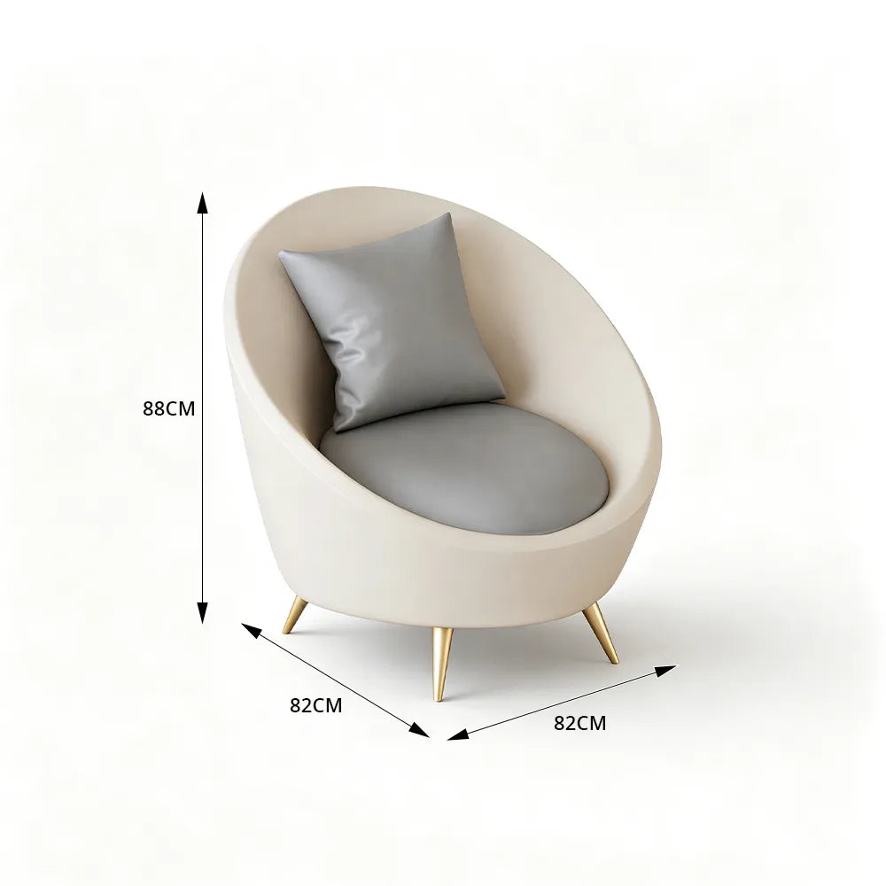 LIVARA Modern Curved Sofa Premium PU Leather High Density Foam Solid Wood Frame for Living Room Apartment Lounge - White & Grey