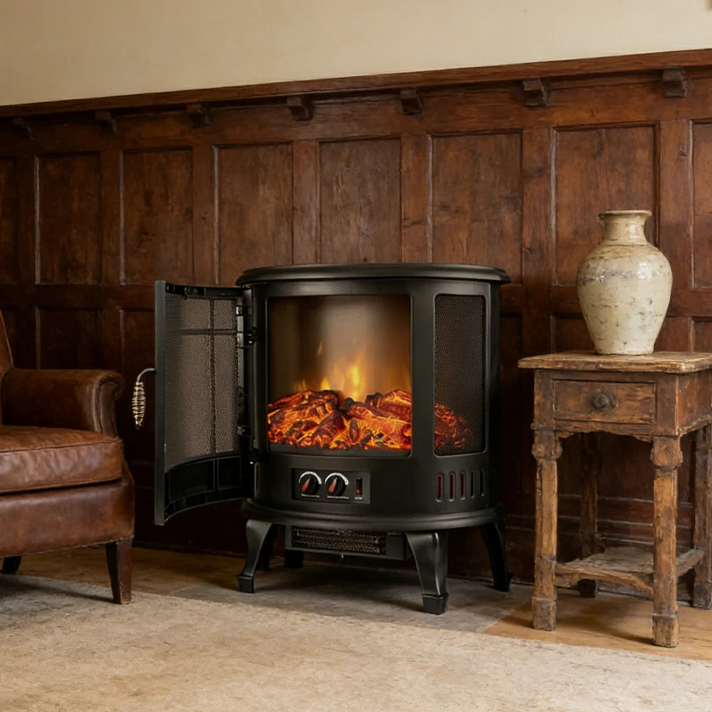 LIVARA Electric Fireplace Heater 3D Realistic Flame Portable Indoor Heater with Independent Flame Control