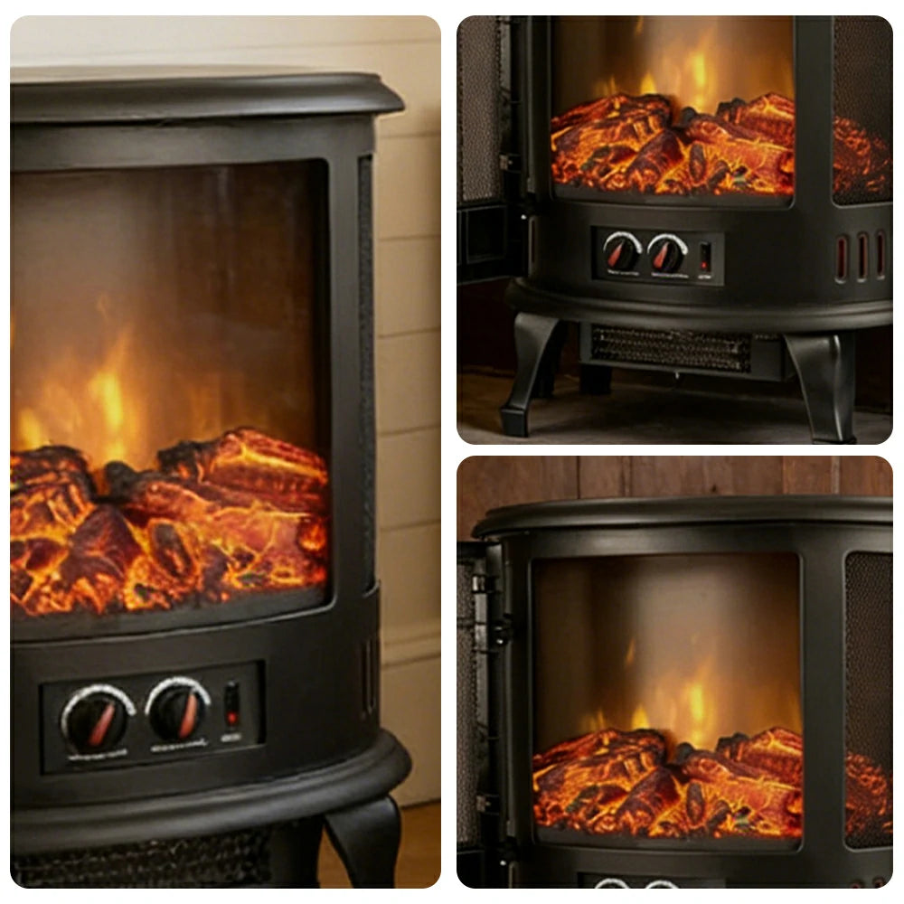 LIVARA Electric Fireplace Heater 3D Realistic Flame Portable Indoor Heater with Independent Flame Control